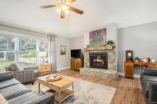 Gas Fireplace with Authentic Barn Beam Mantle and HDMI connection